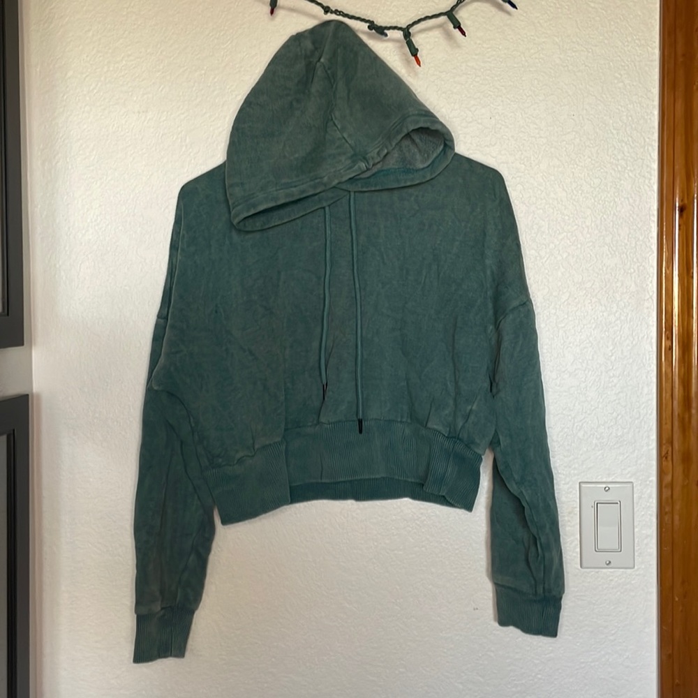 Teal Cropped Hoodie